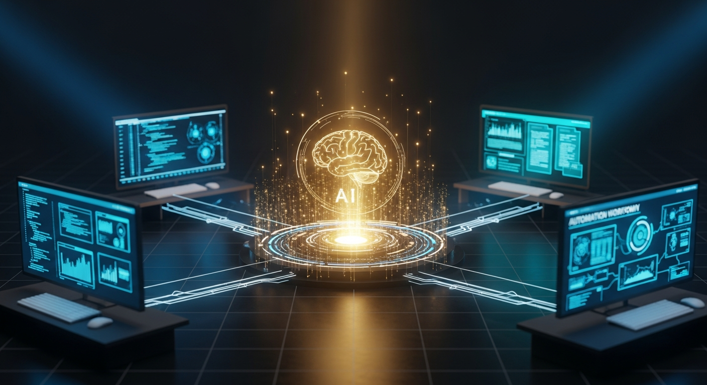 The Agent Command Center — a futuristic control room orchestrating multiple AI agents