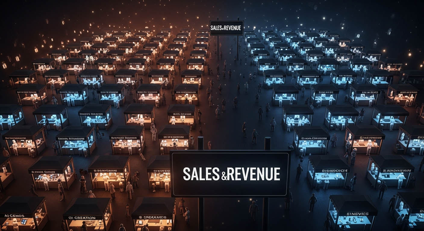 The Revenue Gap - a dark empty wing in a bustling marketplace