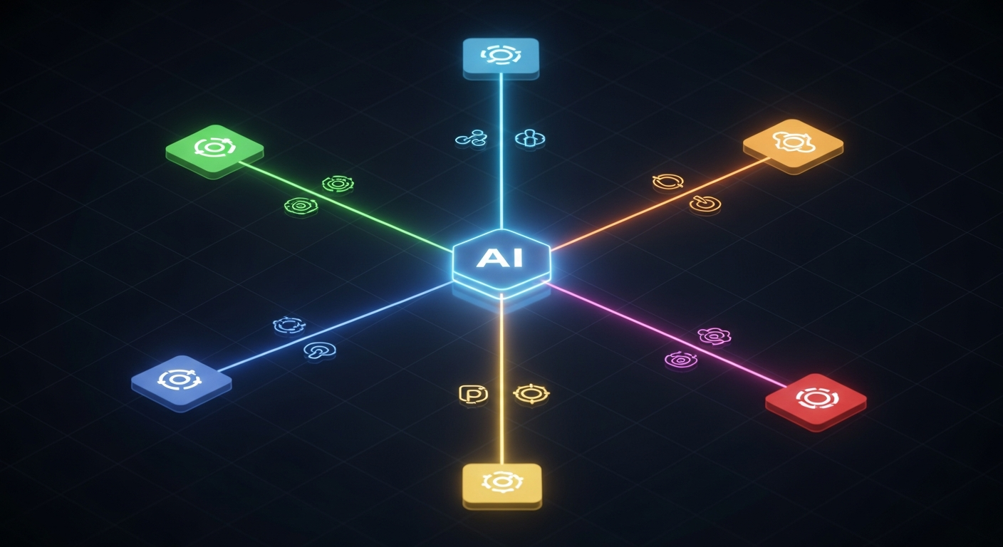 Clean technical architecture diagram showing how an AI agent connects to social media through different pathways